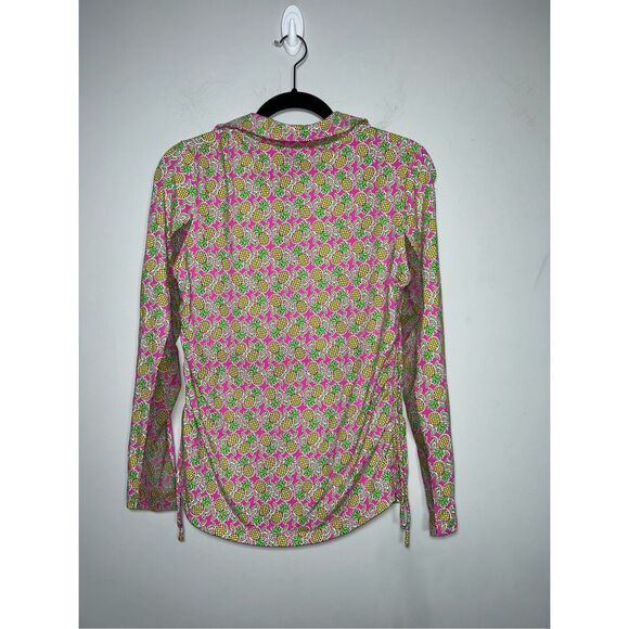 IBKUL Women's Chantal Print Long Sleeve Mock Neck Golf Top with a pineapple prin - Picture 3 of 5